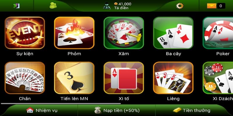 Đa dạng game bài hot tại wi88